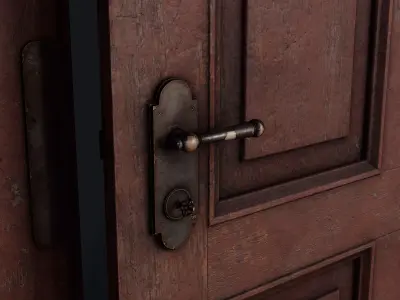 Old Bedroom Door Low-poly 3D model
