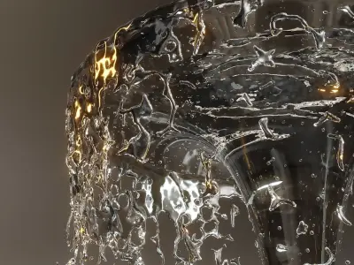 Modern water fountain with simulated stream 3D model