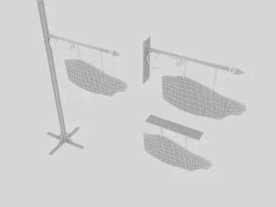 old wooden beach sign 02 Low-poly 3D model