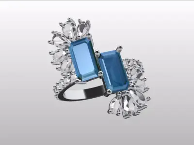 bypass emerald modern jewelry 3D print model