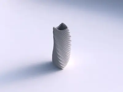 Vase twist curved tipping triangle 2 with bent extruded lines 2 3D print model