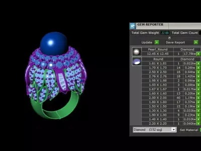 Diamond Pearl Lapis Gold Ring 3D print model