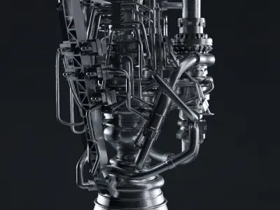 SpaceX raptor rocket engine Free low-poly 3D model