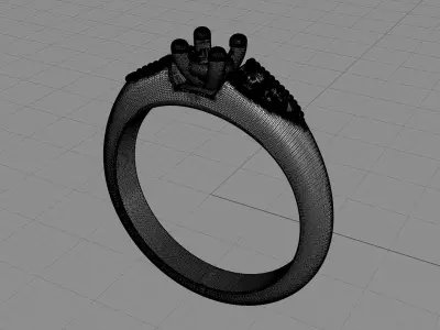 D-0644 diamond engagement ring gold 3D print model