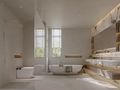 modern dressing and bathroom 3D model