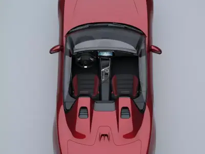 Elegant Red Sports Convertible Low-poly 3D model