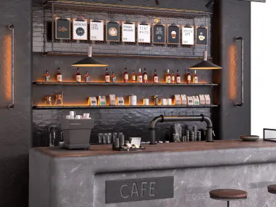 Coffee shop counter 3D model