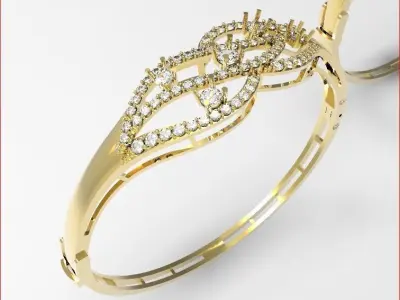 jewelry two gold bangle bracelets with diamonds Free 3D model