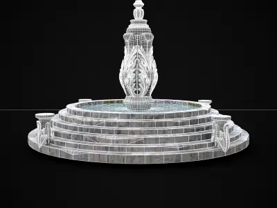 Floral Water Fountain Low-poly 3D model