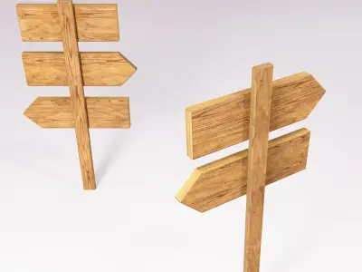 Sign boards low poly 3d model set 5 Free low-poly 3D model