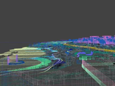 Coastal Resort Masterplan with Infinity Pool and Ocean View 3D model