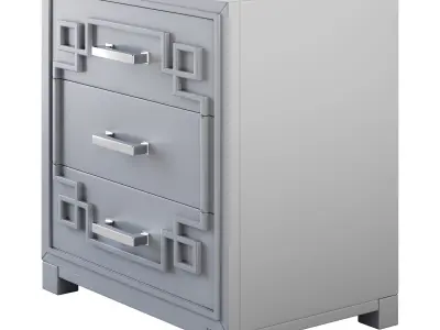 SAFAVIEH Raina Three Drawer Greek Key Night Stand Black 3D model