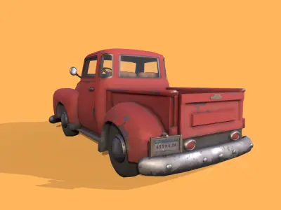 Cartoon Pick-Up Truck Low-poly 3D model