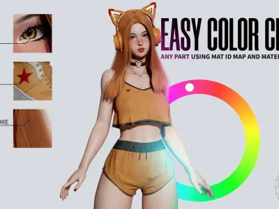 Gamer Girl - Game Ready Low-poly 3D model