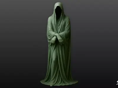 Ghost Statue Standing Arms Crossed Low-poly 3D model