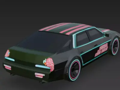 Cartoon Green Car 3D Model Low-poly 3D model