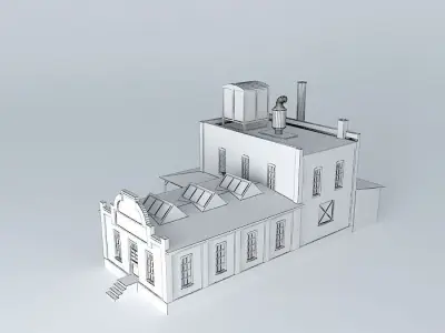 Factory brick house Free 3D model