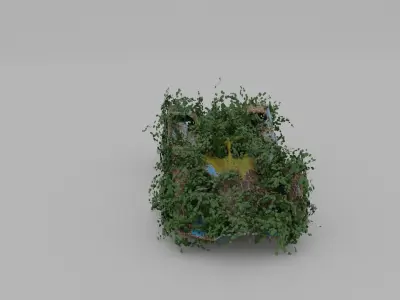 Damaged Rusty Car Low-poly 3D model