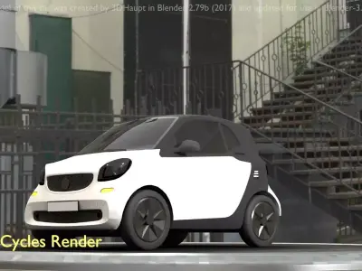 City Car 24 Small Type-E White  Low-poly 3D model