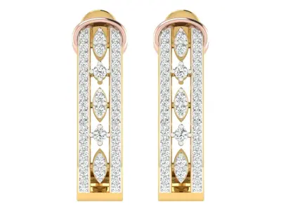 Solitaire Women Drop Earring 3dm STL OBJ FBX Render Details 3D print model shop