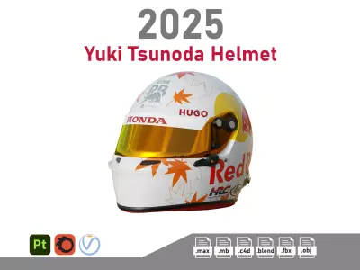 F1 Yuki Tsunoda Helmet 2025 3D model