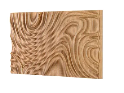 Parametric Wavy Wooden Wall Decor 04 - wood cutting machines 3D model