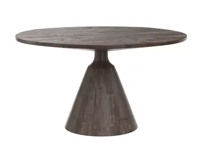 Dark Brown Reclaimed Wood Round Dining Table 3D model
