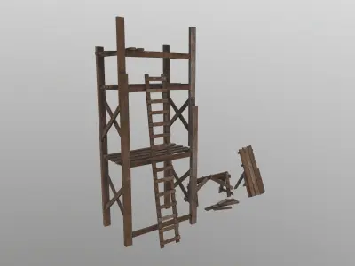 Wooden Build Tools Low-poly 3D model