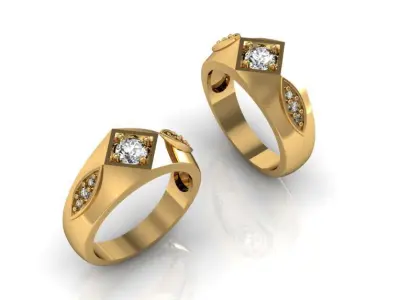 Art deco ring with diamonds 3D print model