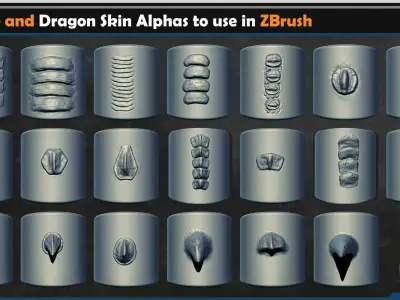 40 Reptile and Dragon Skin Brushes  Vol 01 3D model