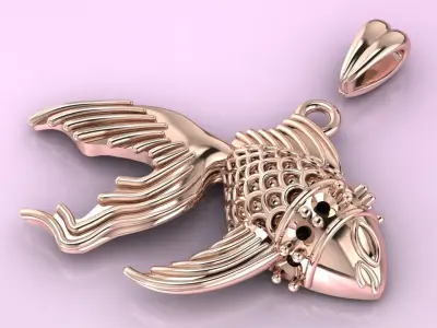 gold fish pendant 3D print model