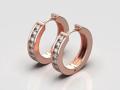 Diamond Hoop Earrings  011411 3D print model