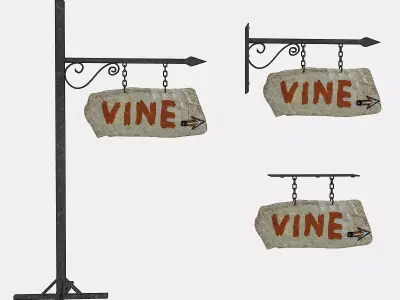 old stone vine sign 02 Low-poly 3D model