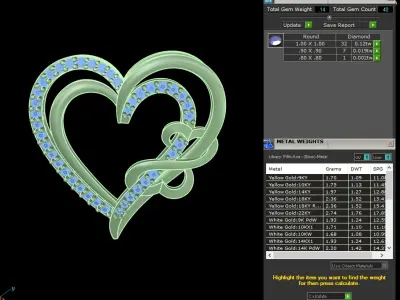light weight yellow gold  diamond pendent -DOC-P8073 3D print model