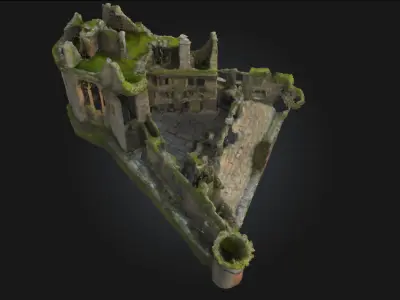 Ancient Fortress Ruins  Crumbling Stronghold Model for Fantasy 3D model