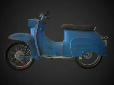 Schwalbe KR 51 retro motorcycle Low-poly 3D model