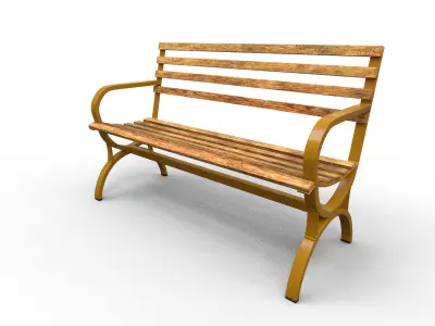 Street Bench Pack 3 Low-poly 3D model