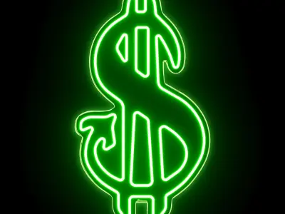 Dollar Neon Sign 3D model