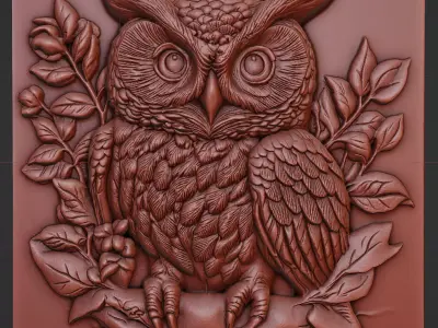 Owl Relief for CNC and 3D Printing 3D print model