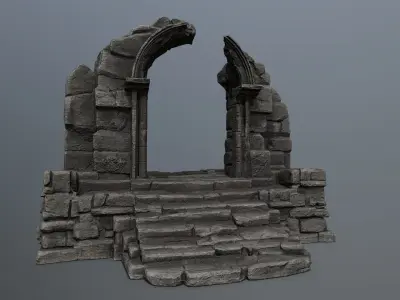 ruin gate Low-poly 3D model
