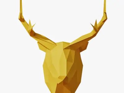 Paper Animal Heads Low-poly 3D model