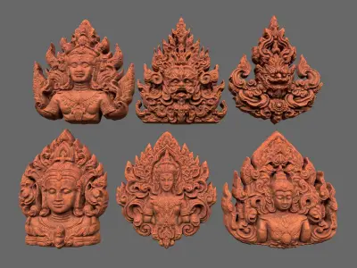 Low poly Asia Temple Decor - 231008 Low-poly 3D model