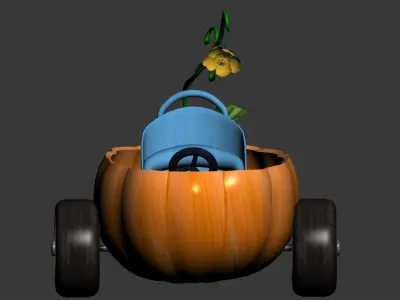 pumpkin car cartoon 3D model Low-poly 3D model
