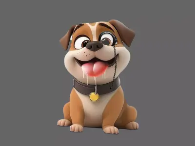 Stylized Bulldog 3D Model - Game-Ready PBR Character Low-poly 3D model