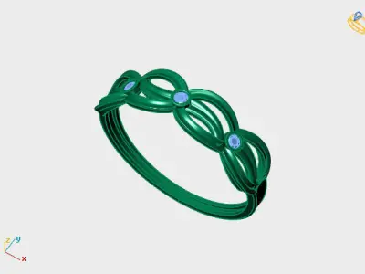 Women Ring Diamond Stone STL 3DM Lightweight Printable 3D print model 4