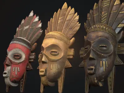 African mask 5 Low-poly 3D model