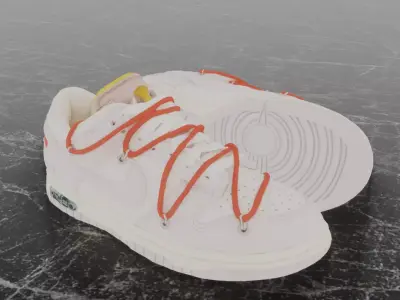 OFF WHITE X NIKE SB DUNK LOW PINK 3D SHOES Low-poly 3D model