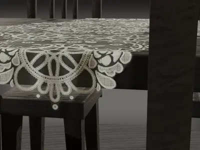 Lace Tablecloth Low-poly 3D model