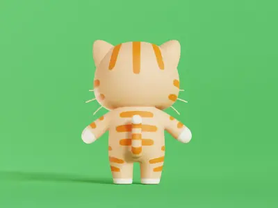 Cat Character Cartoon Orange Chibi Kawaii  Low-poly 3D model