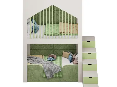 Childrens bunk bed 40 3D model